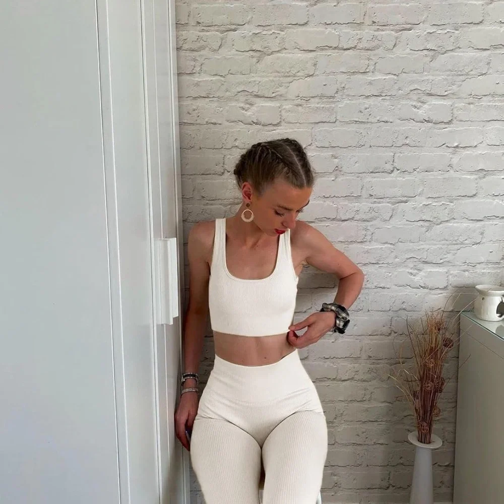 Ivory Ribbed Legging Set - Picture 9 of 10